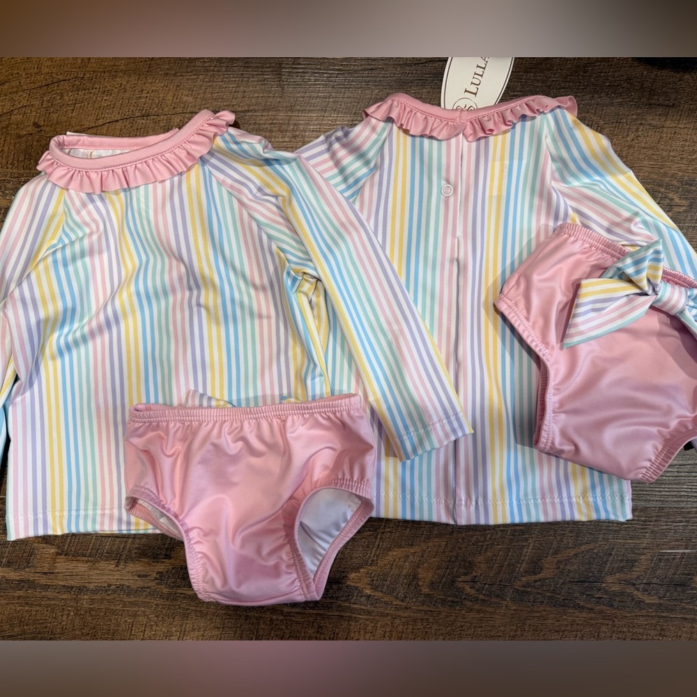 Lullaby Set 12m Pastel Striped Rashguard Set